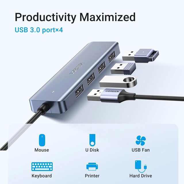 UGREEN USB-C Hub Slim Type C to 4 Port USB 3.0 Adapter