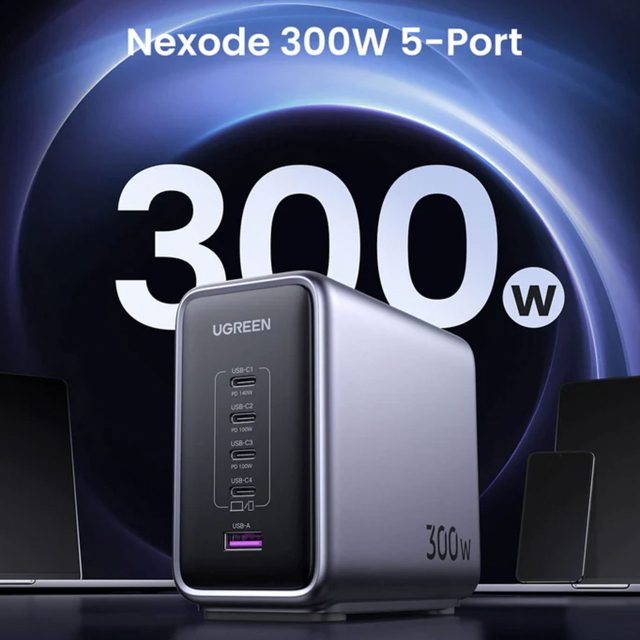 Ugreen Nexode 300W GaN Wall USB-C Charger 5 Ports